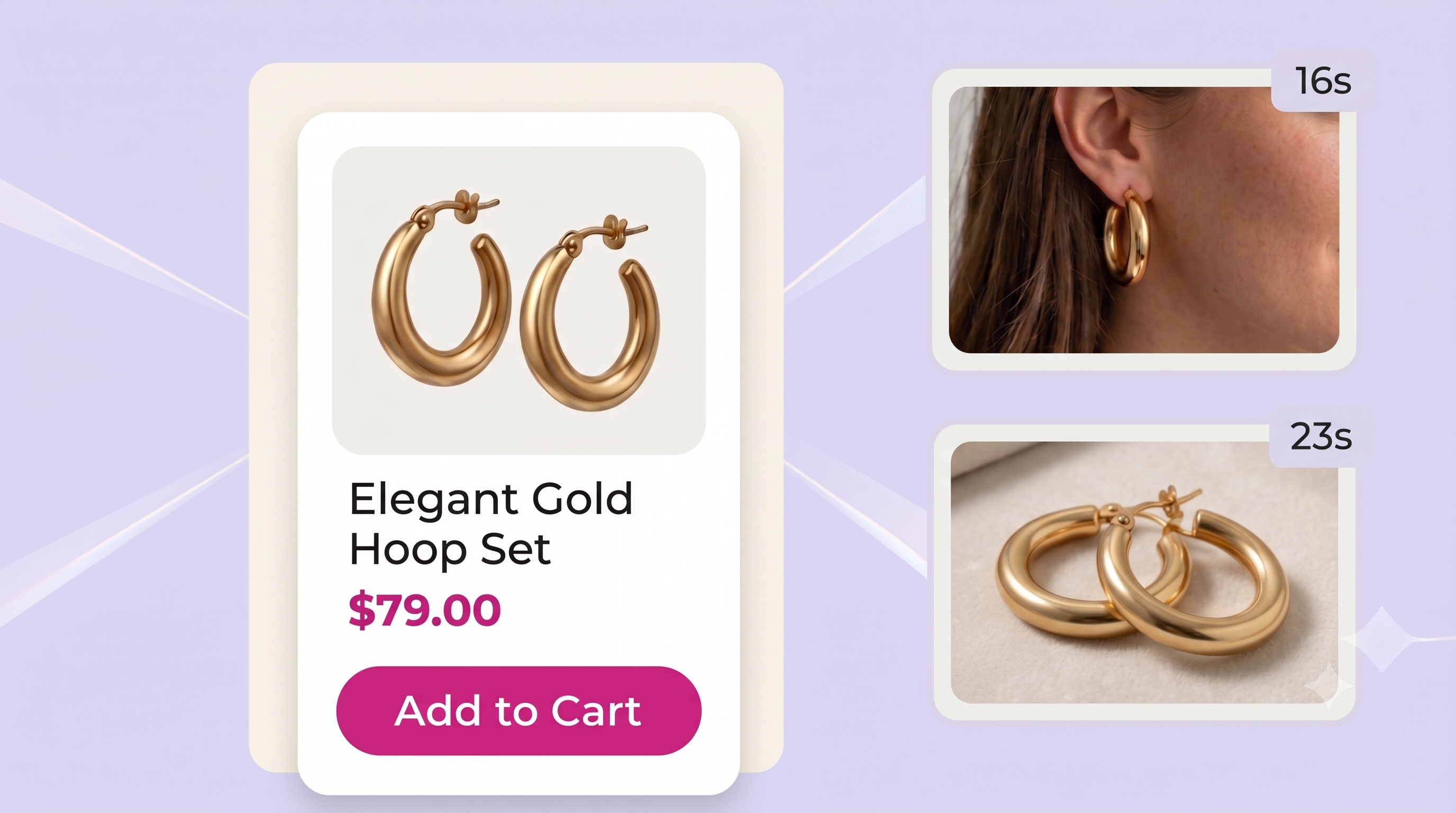 Shoppable video demo showing product tagging at specific timestamps